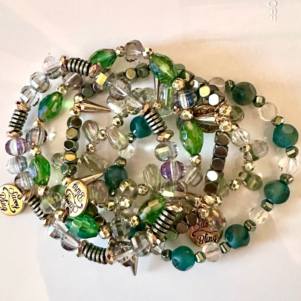 Savvy Bling GREEN Bracelet Stack